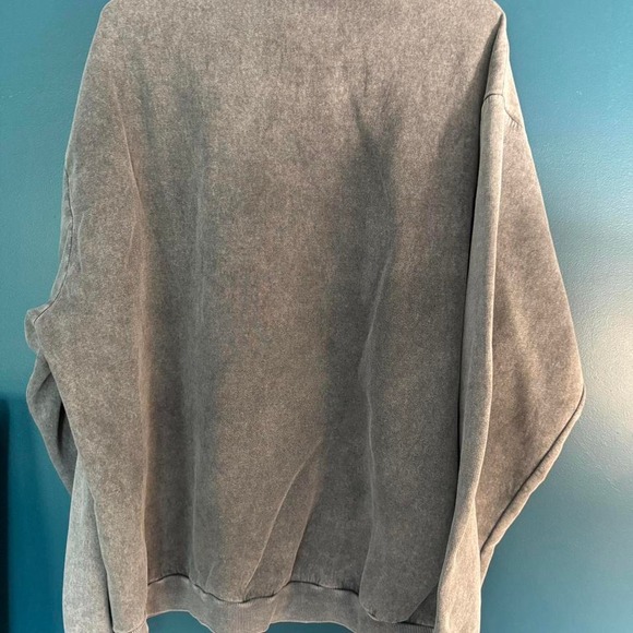 Oversized BoohooMAN crewneck in grey‎ acid wash with bold pink "Drip Face" XL - Picture 4 of 6